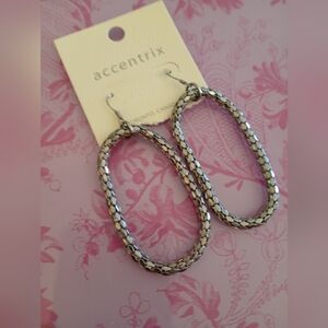 accentrix Silver Braided Oval Drop Earrings